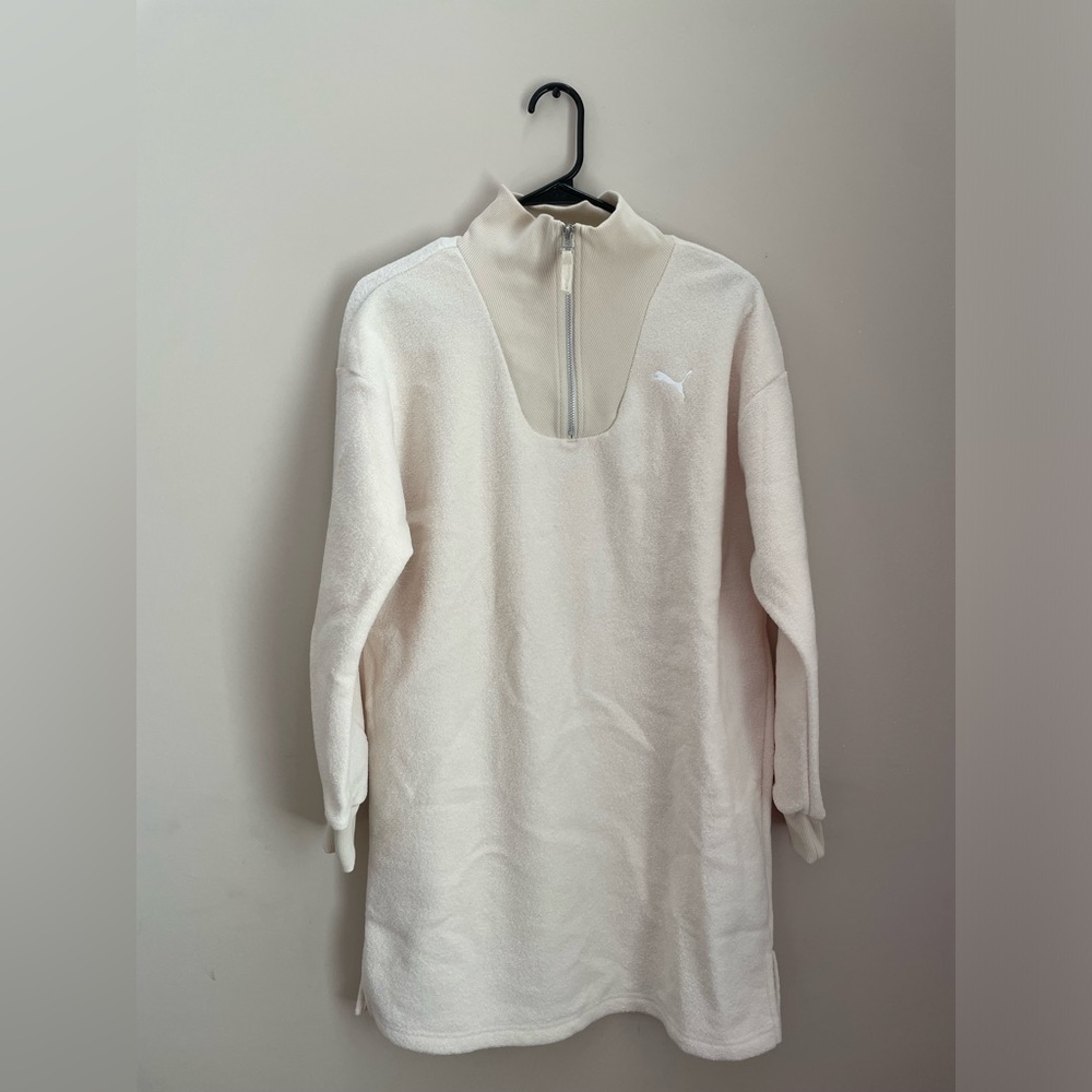 Puma Cream Quarter-Zip Pullover Dress